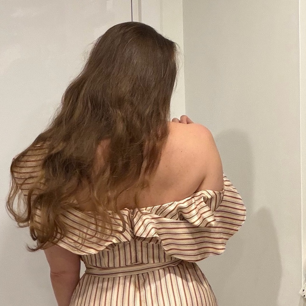Zimmermann Beige and Brown Striped Ruffle Mini Dress - Picture 5 of 6